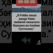 Я Рабби Лакал Хамду Кама Ямбагий Лижалали Важхика Ва Азими Султоника