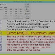 Xampp Mysql Shutdown Unexpectedly Solution